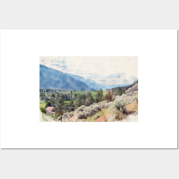 Watercolor Similkameen Valley Scenic View in Summer Wall Art by Amy-K-Mitchell